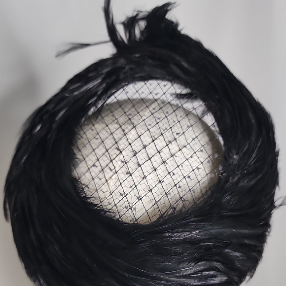 Vintage Black Feathered Hat - Picture 6 of 9